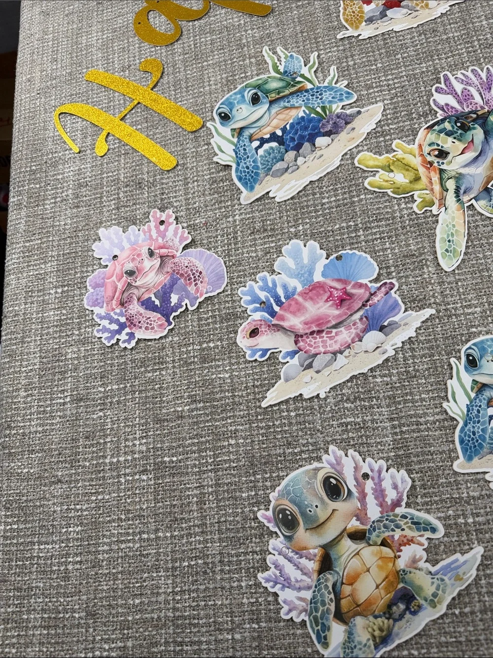 Birthday Party Sea Turtle Decorations - Gold & Multicolor